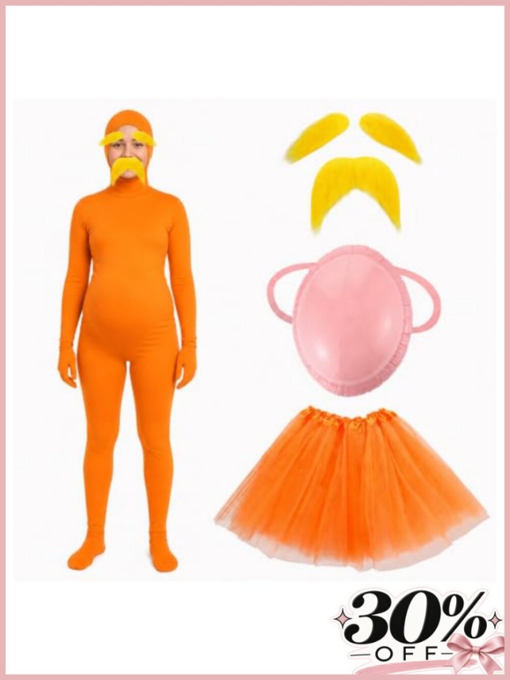 6-Pc Halloween Costume Jumpsuit Tutu Mustache Cosplay Anime